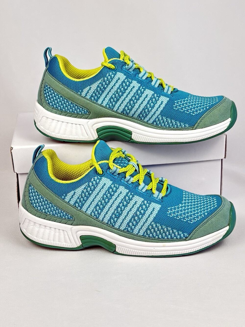 Orthofeet Biofit 986 Women’s Size 7.5B Blue /Yellow Orthopedic Walking Sneakers